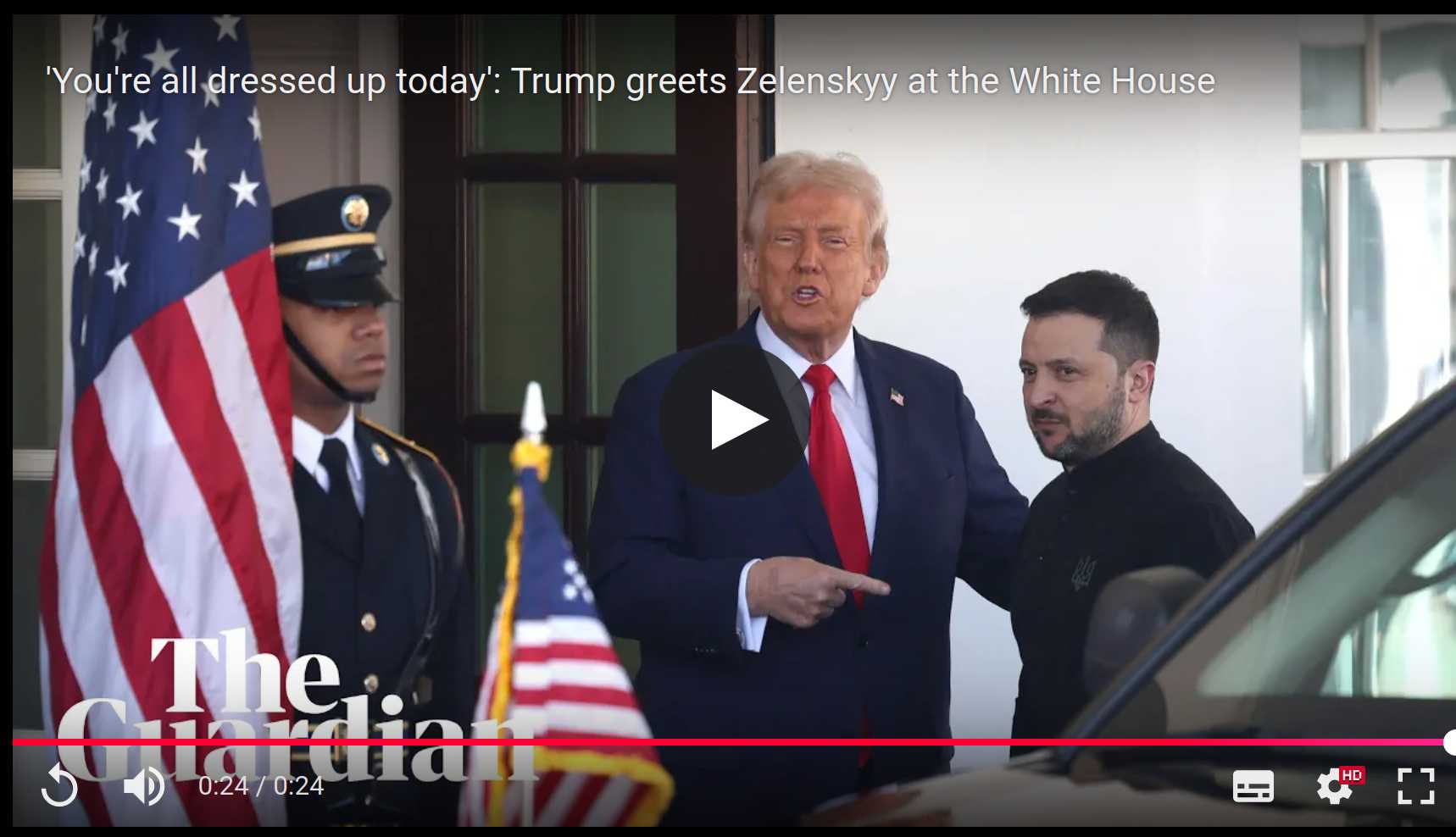 Screenshot des Begrüßungsvideos im Weißen Haus (Link zu The Guardian)