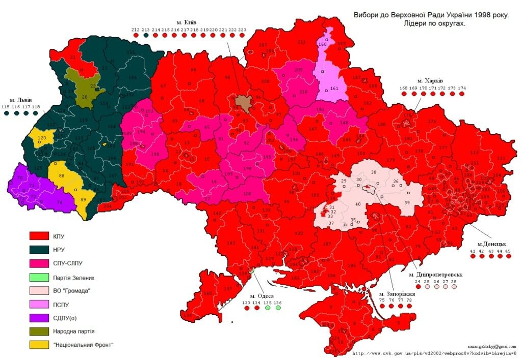 Map of Election 1998 for Parliament